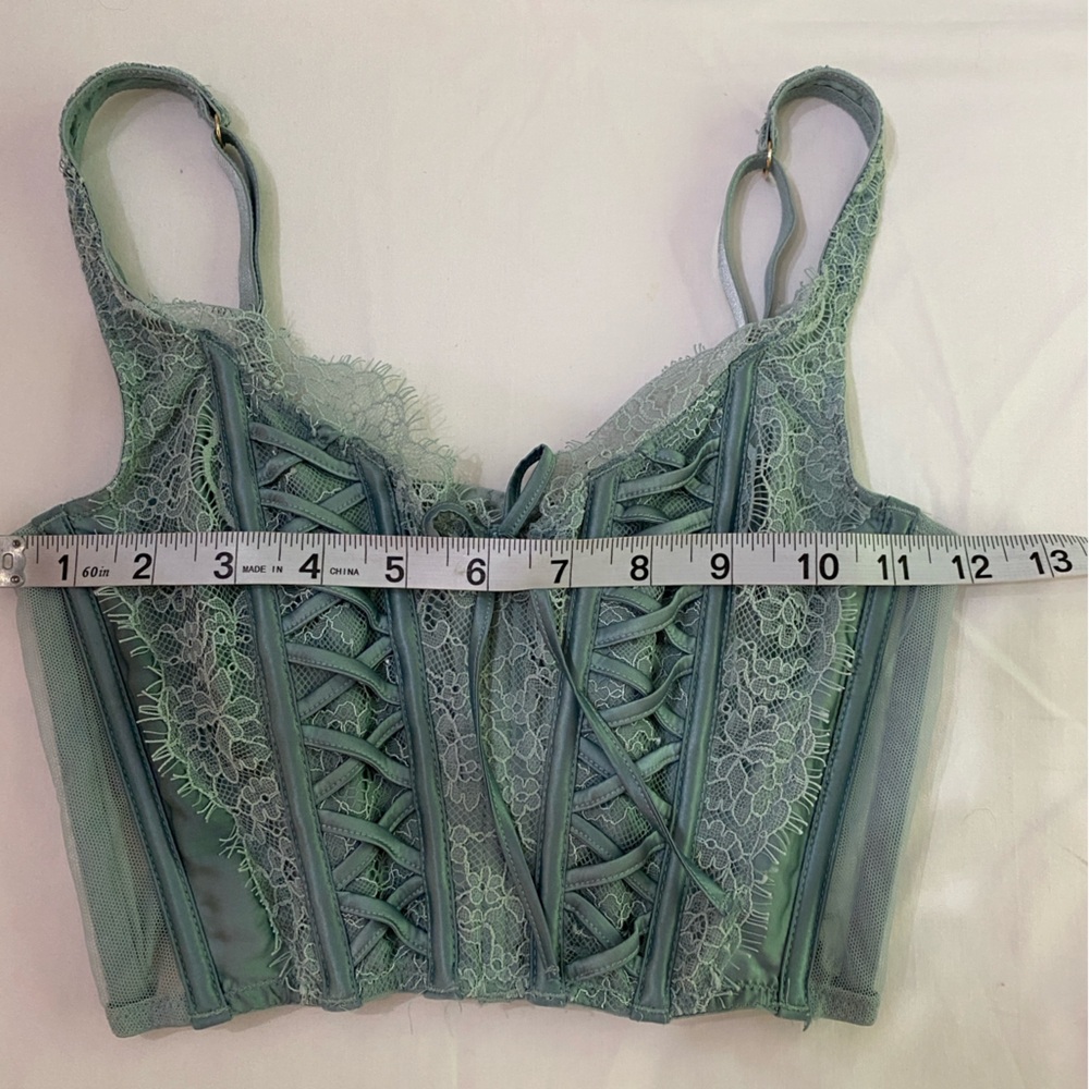VICTORIA’S SECRET Dream Angels Sagebrush Green Lace-Up Bustier Corset Top SZ XS - Picture 7 of 8